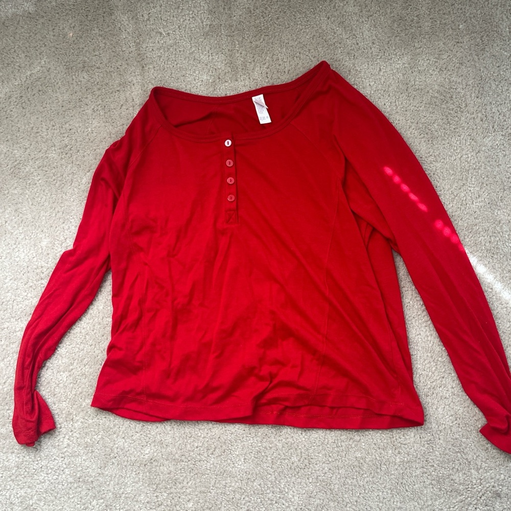 Women's Red Long Sleeve Top